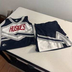 Huskies Cheer Leader Youth Size Small Blue‎ Silver 2 Pc Set
